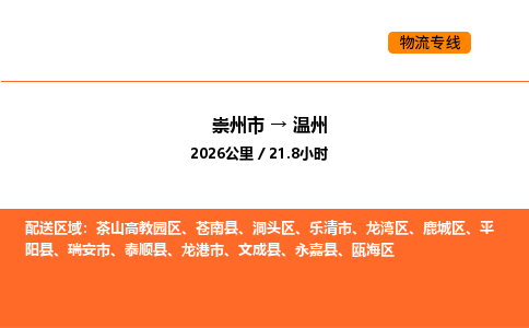 崇州市到温州洞头区物流公司_崇州市到温州洞头区货运专线公司（当天走车）