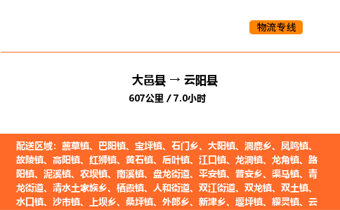 大邑县到云阳县物流公司_大邑县到云阳县货运专线公司（当天走车）