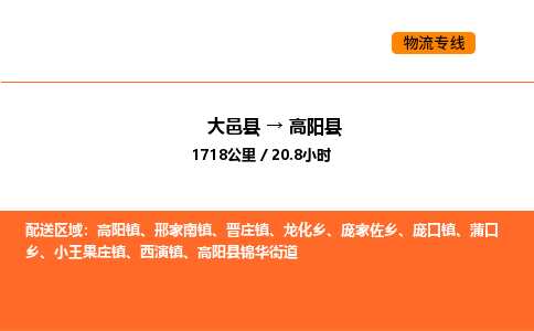 大邑县到高阳县物流公司_大邑县到高阳县货运专线公司（当天走车）