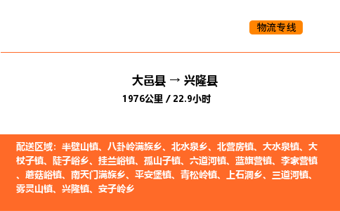 大邑县到兴隆县物流公司_大邑县到兴隆县货运专线公司（当天走车）