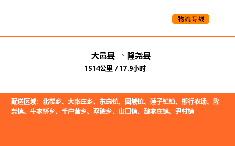 大邑县到隆尧县物流公司_大邑县到隆尧县货运专线公司（当天走车）