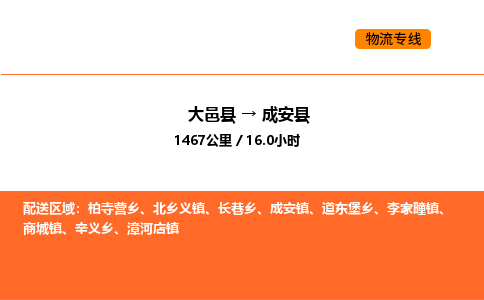 大邑县到成安县物流公司_大邑县到成安县货运专线公司（当天走车）