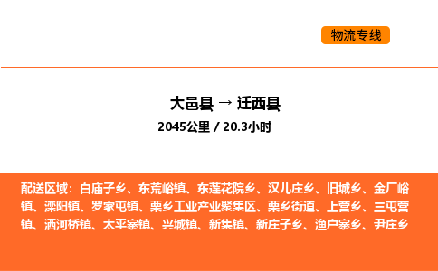 大邑县到迁西县物流公司_大邑县到迁西县货运专线公司（当天走车）