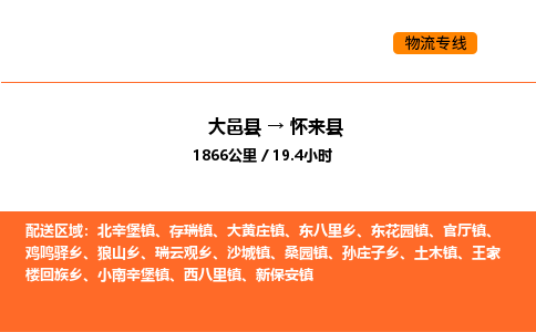 大邑县到怀来县物流公司_大邑县到怀来县货运专线公司（当天走车）