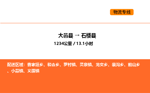 大邑县到石楼县物流公司_大邑县到石楼县货运专线公司（当天走车）