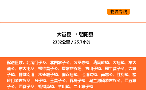 大邑县到朝阳县物流公司_大邑县到朝阳县货运专线公司（当天走车）