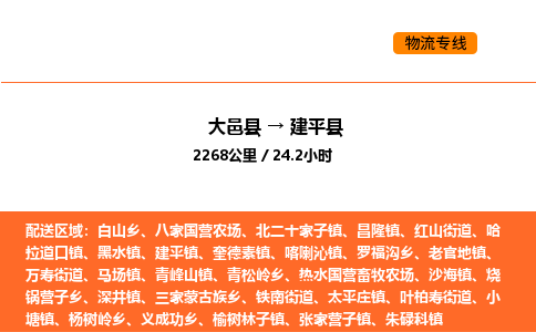 大邑县到建平县物流公司_大邑县到建平县货运专线公司（当天走车）