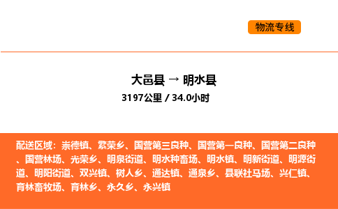 大邑县到明水县物流公司_大邑县到明水县货运专线公司（当天走车）