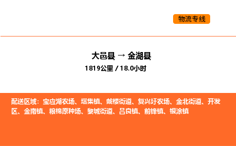 大邑县到金湖县物流公司_大邑县到金湖县货运专线公司（当天走车）