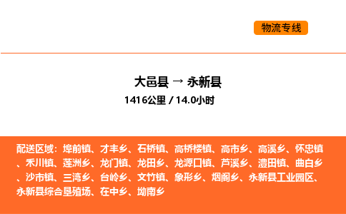 大邑县到永新县物流公司_大邑县到永新县货运专线公司（当天走车）