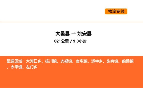 大邑县到姚安县物流公司_大邑县到姚安县货运专线公司（当天走车）