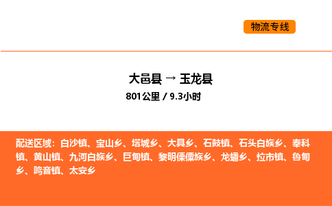 大邑县到玉龙县物流公司_大邑县到玉龙县货运专线公司（当天走车）