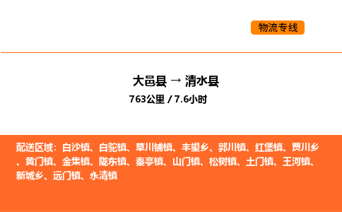 大邑县到清水县物流公司_大邑县到清水县货运专线公司（当天走车）