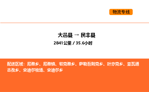 大邑县到民丰县物流公司_大邑县到民丰县货运专线公司（当天走车）